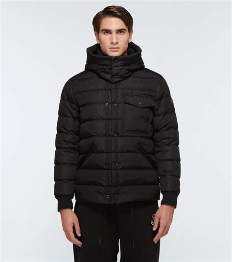 Black Technical Fabric Down Jacket With Hood 